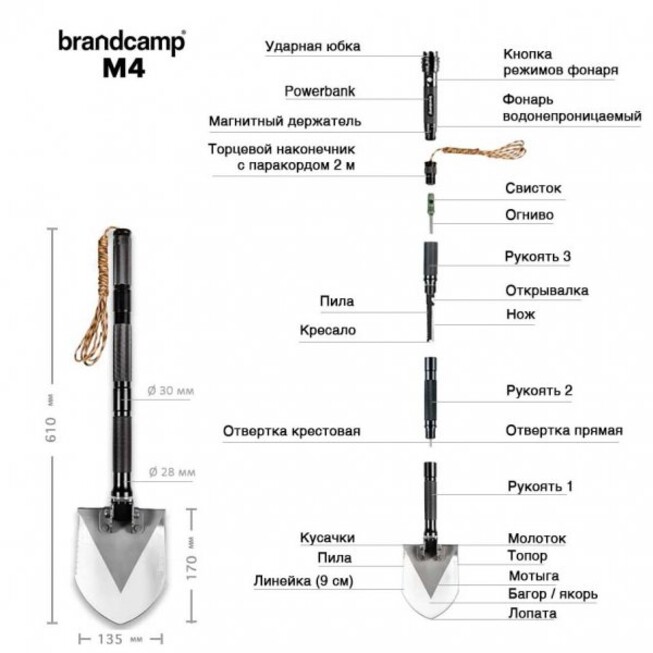 Многофункциональная лопата BRANDCAMP M4